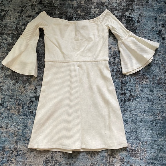 NWOT White Bardot Ribbed Dress - Picture 1 of 2